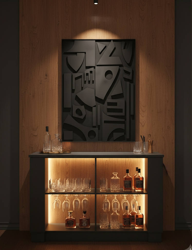 Noir Geometry Large 3D Wall Panel