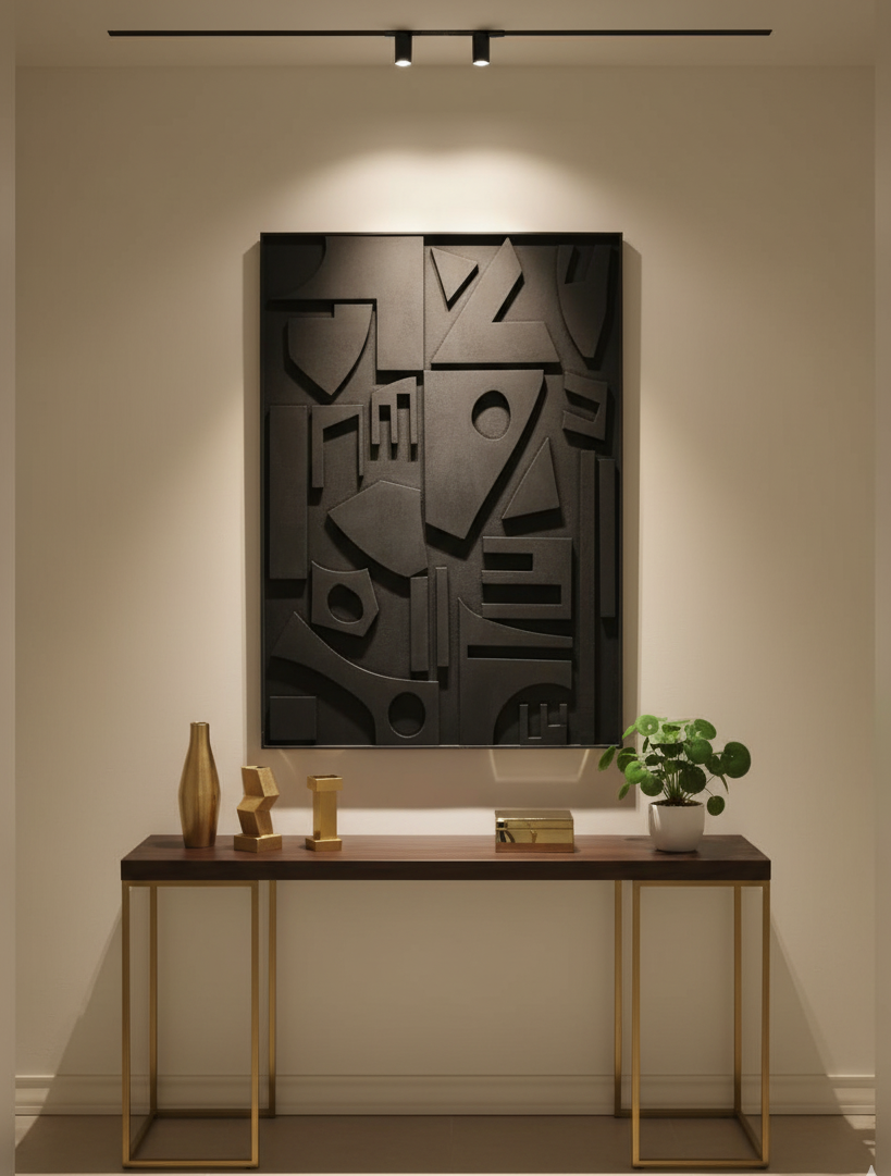 Noir Geometry Large 3D Wall Panel