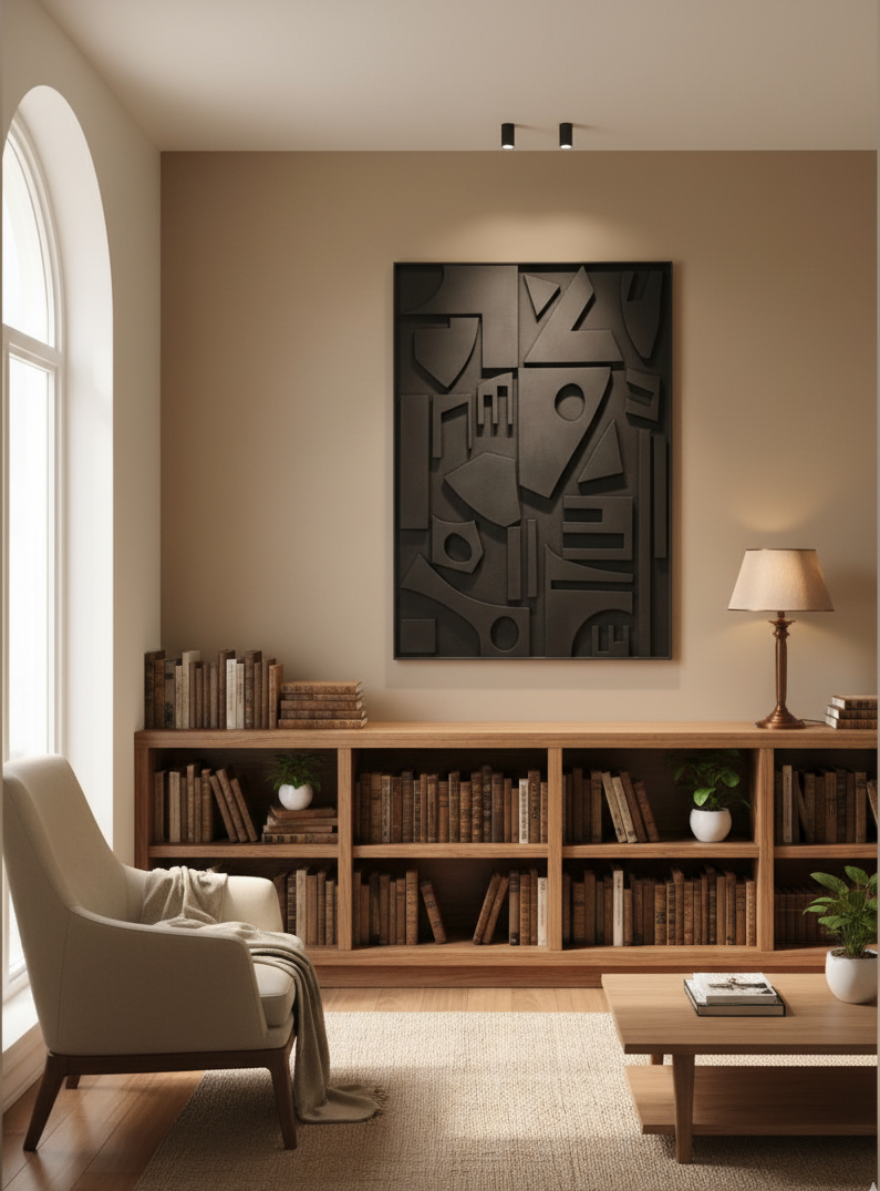 Noir Geometry Large 3D Wall Panel