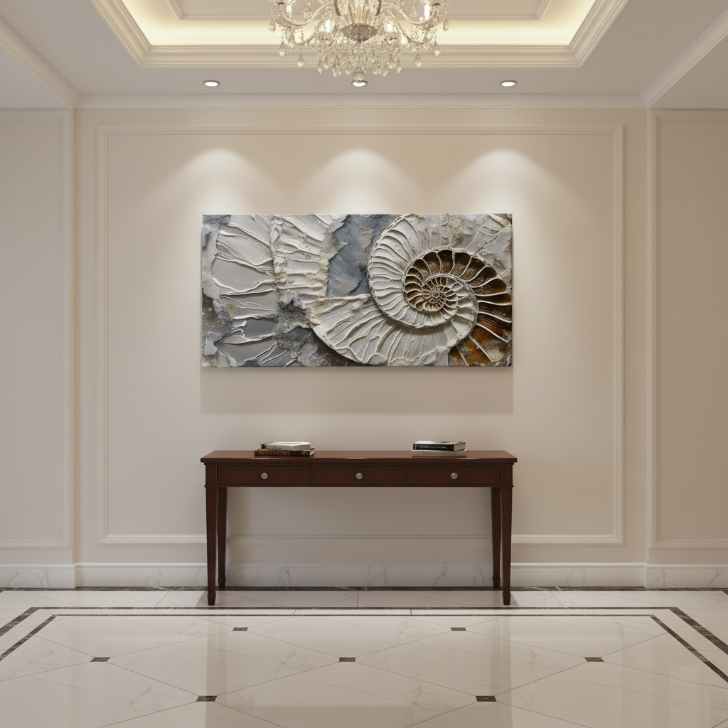 Ammonite Reverie: Textured Fossil Wall Art