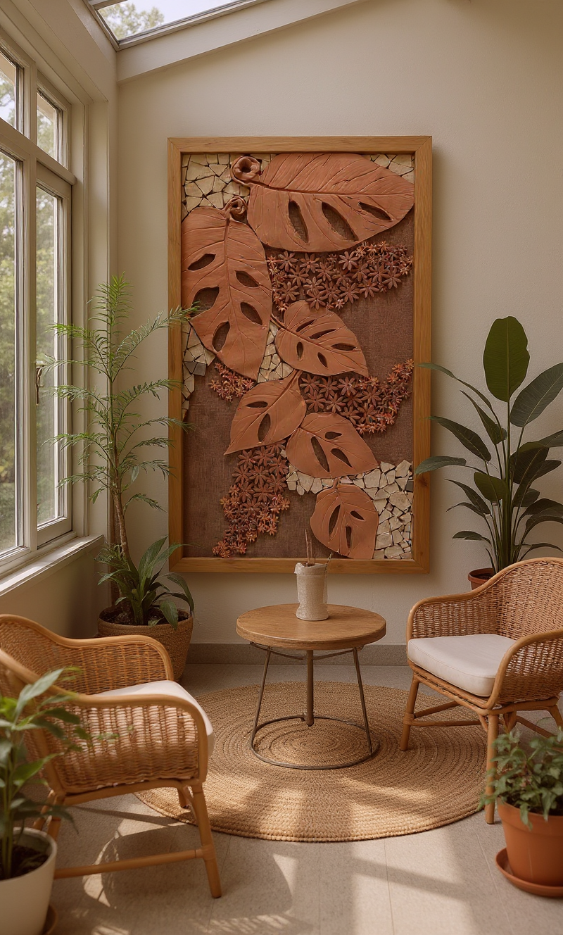 Terracotta monstera mosaic