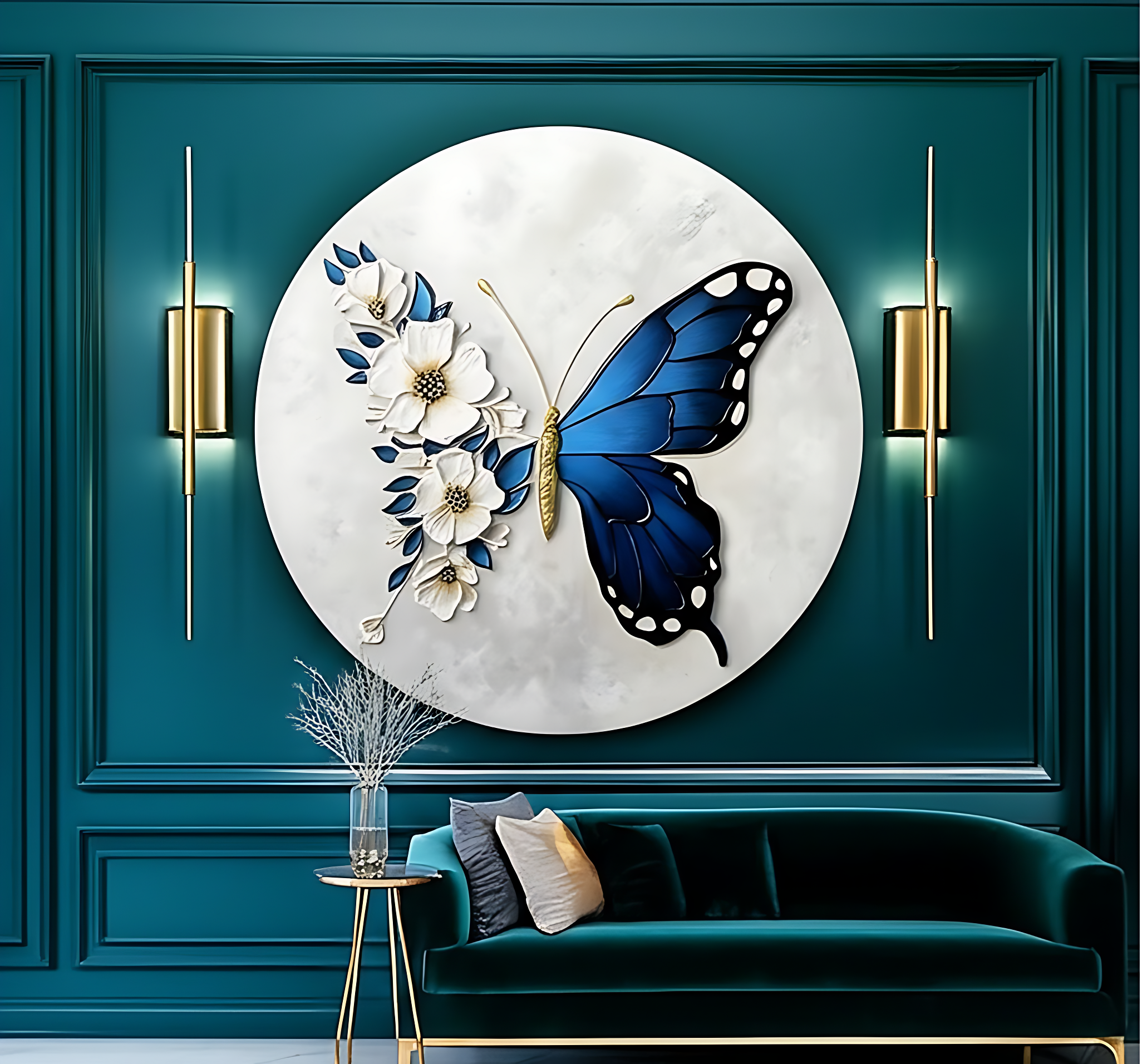 Luxury Blue Butterfly Wall Decor