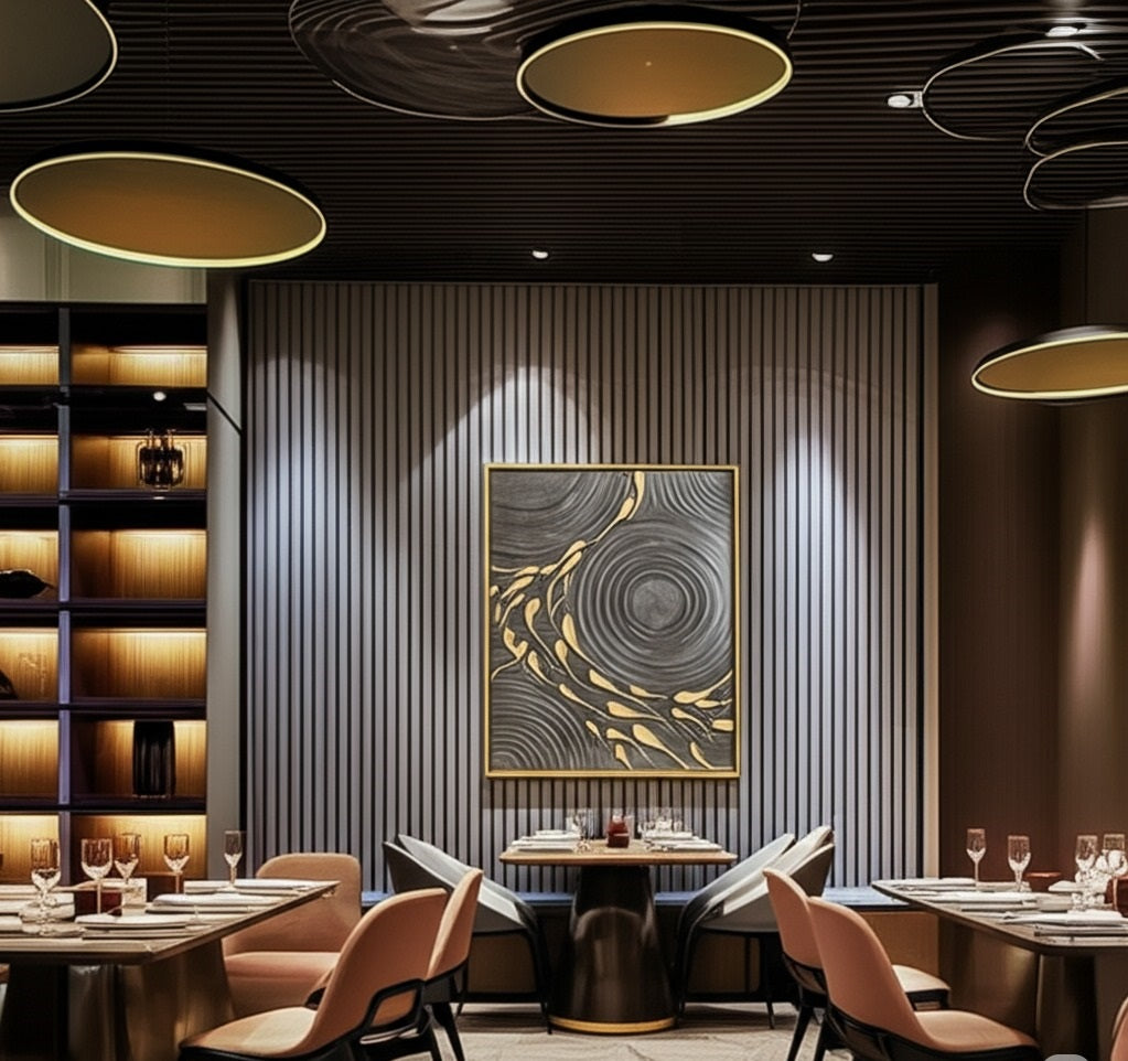 Golden Flow: Luxe Ripples on Charcoal Elegance