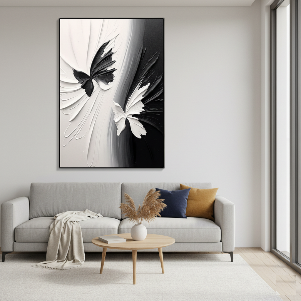 Monochrome Butterfly Drift