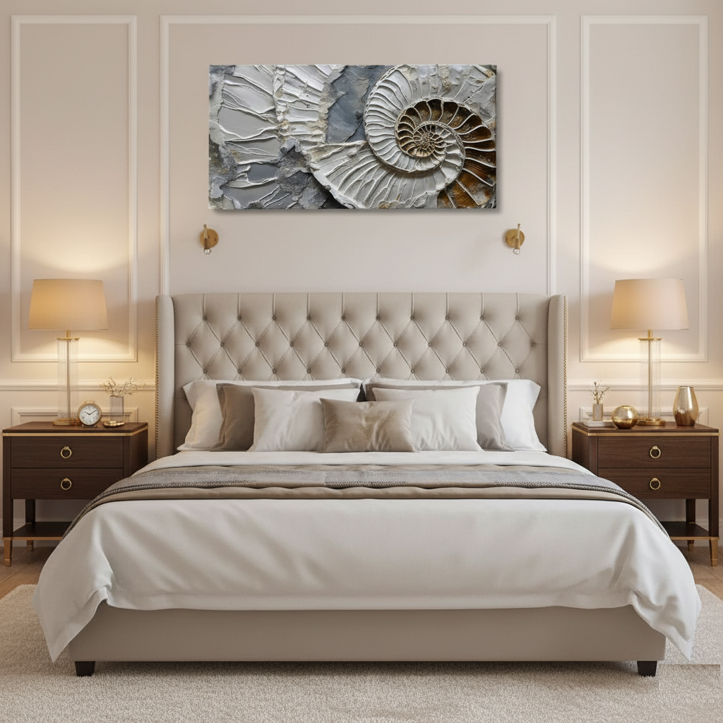 Ammonite Reverie: Textured Fossil Wall Art