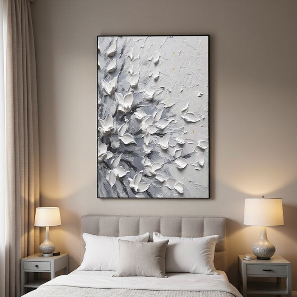 White petal flurry on gray