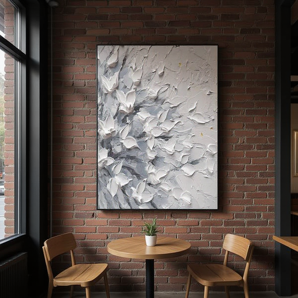 White petal flurry on gray