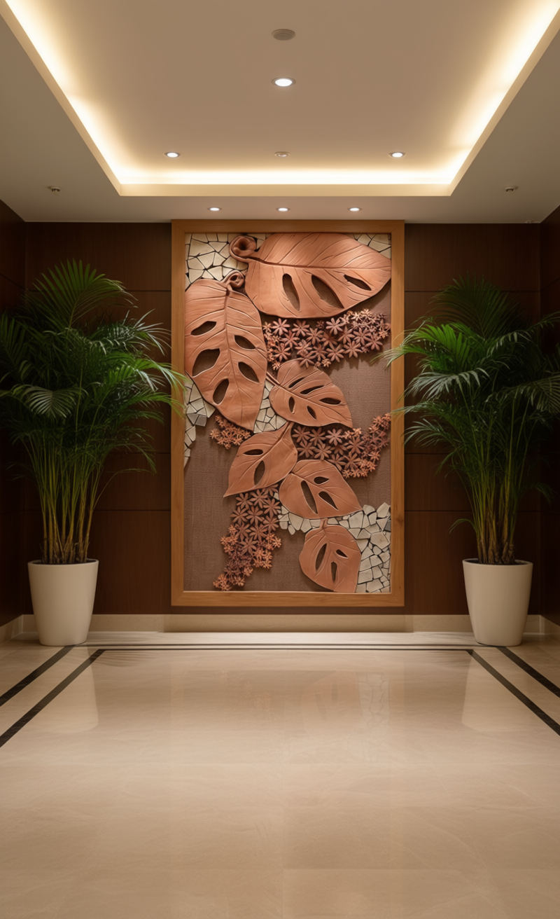 Terracotta monstera mosaic