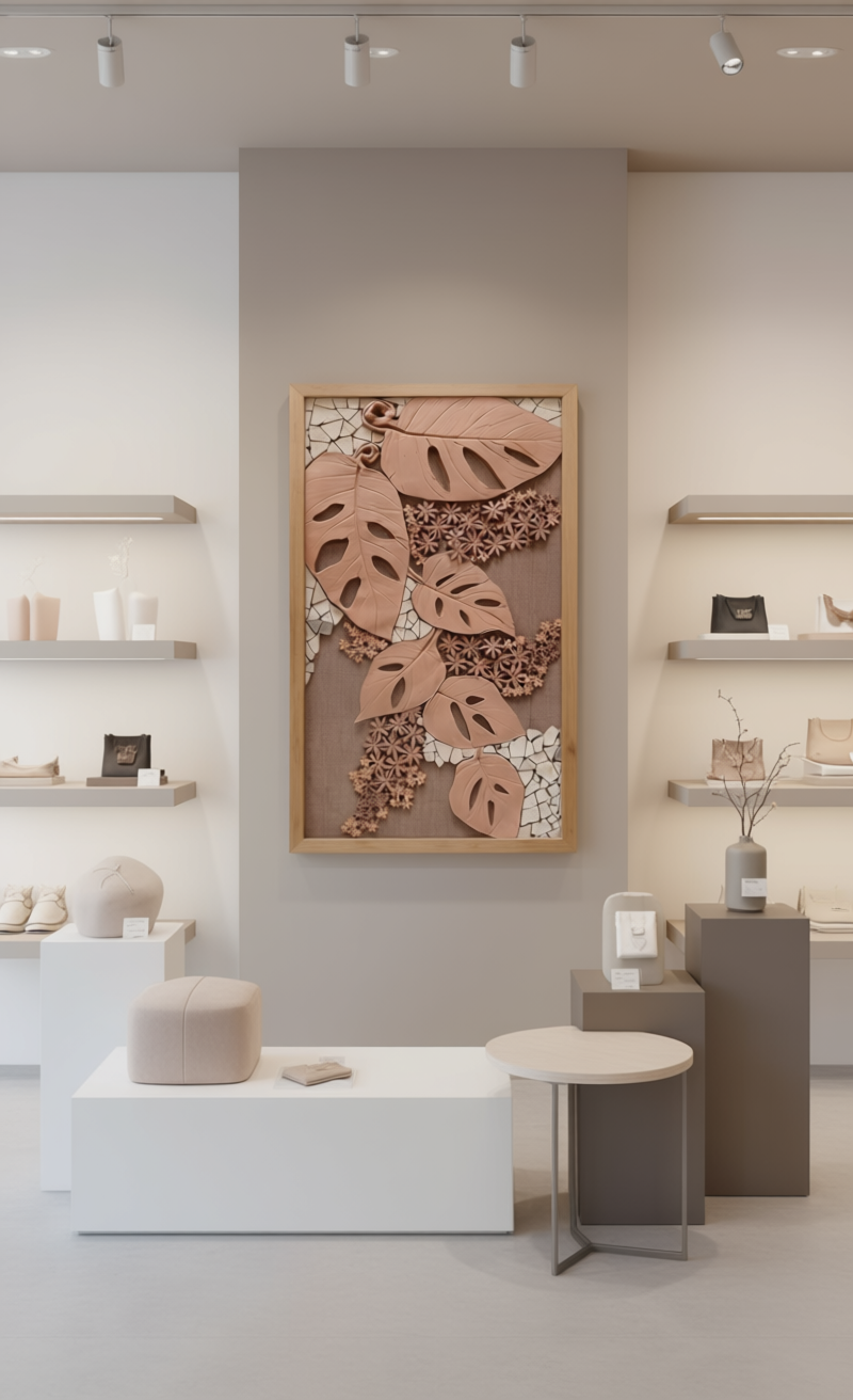 Terracotta monstera mosaic