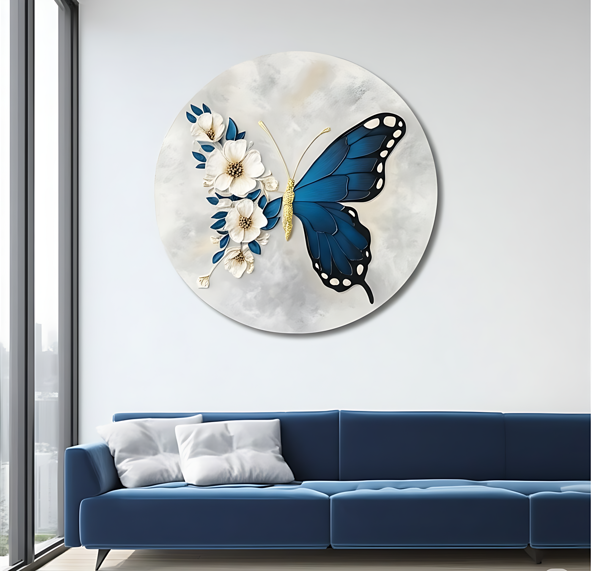 Luxury Blue Butterfly Wall Decor