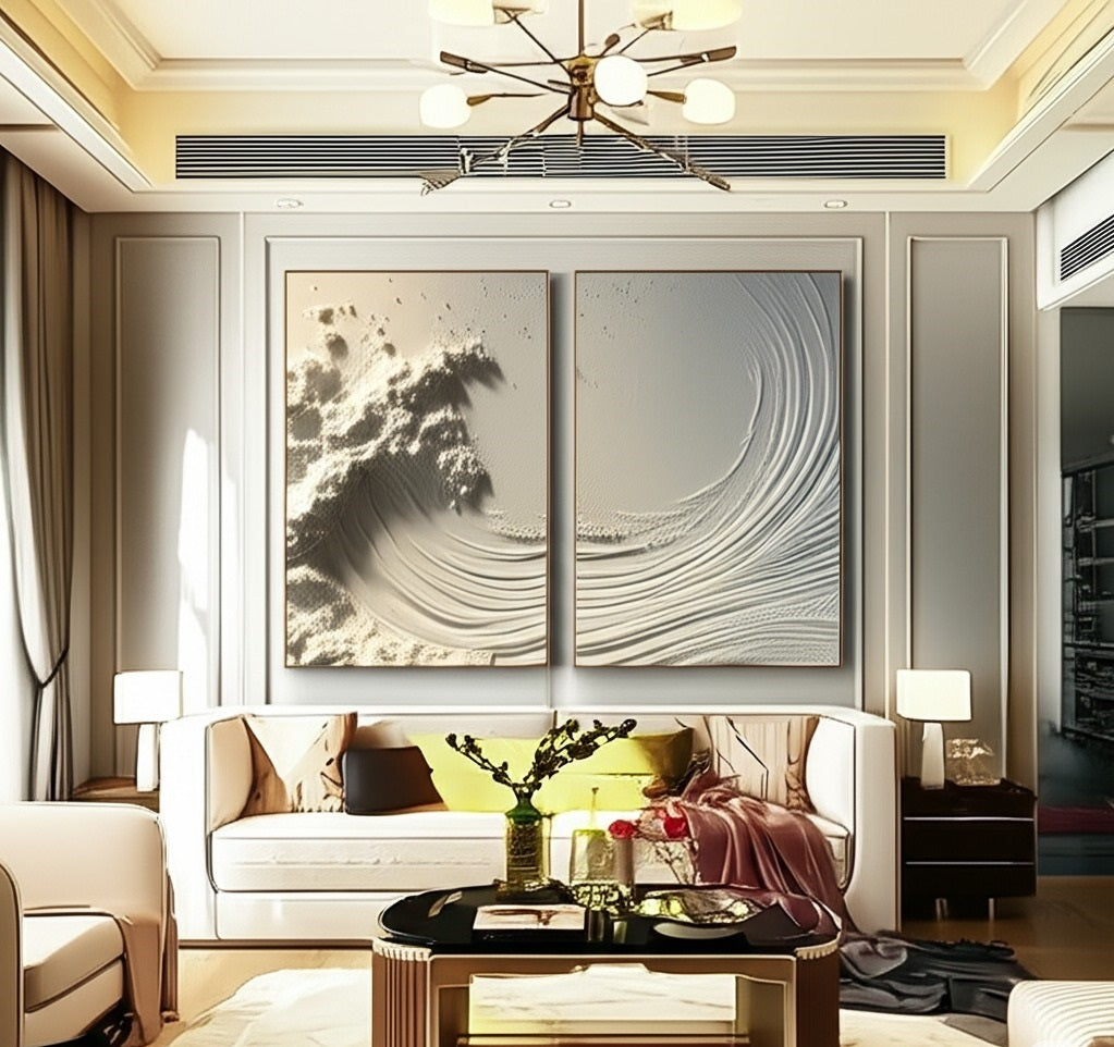 Modern Sand-Inspired 2 Piece Canvas Set